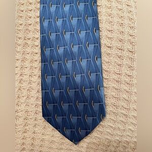 Umberto Bossi Blue Geometric Patterned Tie